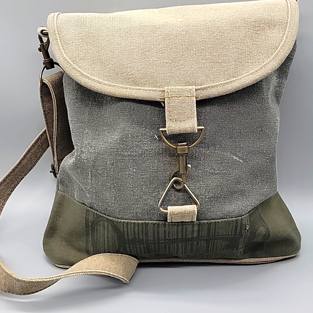 Mona B Up-cycled Canvas Crossbody Bag